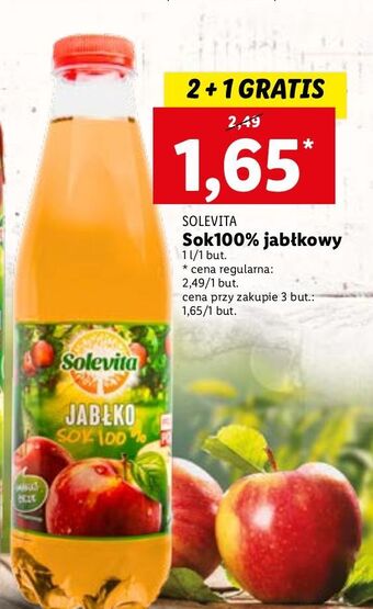 Lidl Sok jabłkowy 100 % solevita oferta
