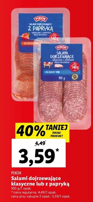 Lidl Salami dojrzewające pikok oferta