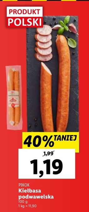 Lidl Kiełbasa podwawelska pikok oferta