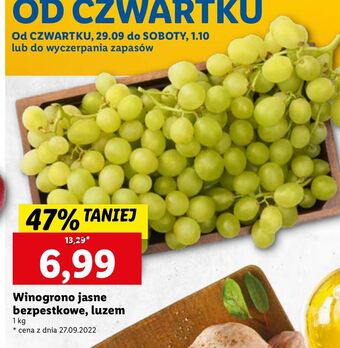 Lidl Winogrona jasne bezpestkowe oferta