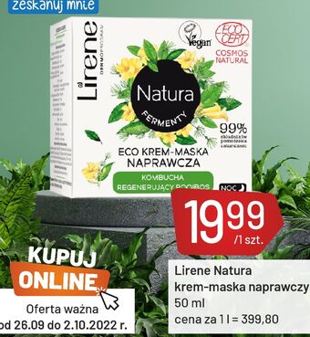 E.Leclerc Eco krem-maska naprawcza kombucha i regenerujący roobios na noc lirene natura oferta