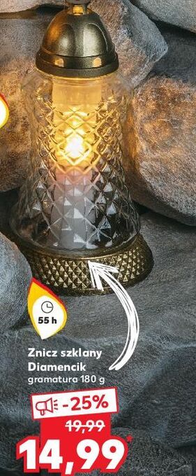 Kaufland Znicz szklany diamencik 180g 55h oferta