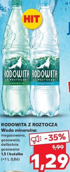 Kaufland Woda delikatnie gazowana rodowita z roztocza oferta