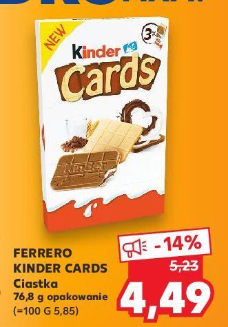 Kaufland Herbatniki czekoladowe kinder cards oferta