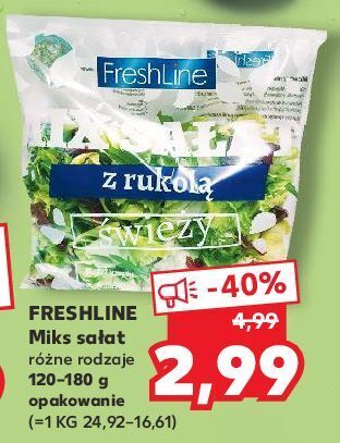 Kaufland Mix sałat z rukolą freshline oferta