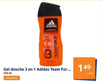 Action Adidas Gel douche 3 en 1 Team Force 250 ml oferta