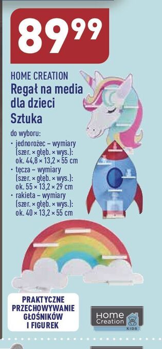 ALDI Regał dziecięcy jednorożec 44.8 x 13.2 55 cm home creation oferta