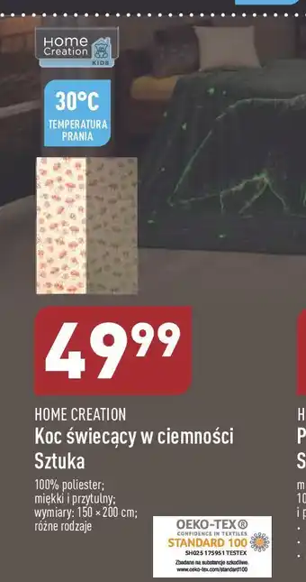 ALDI Koc z motywem świecącym w ciemności 150 x 200 cm home creation oferta