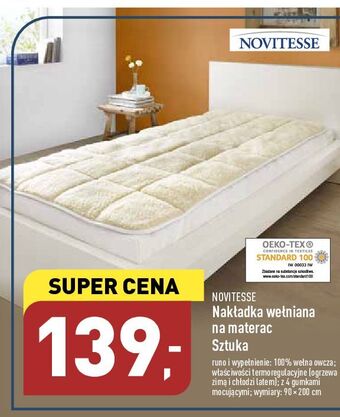 ALDI Nakładka wełniana na materac 90 x 200 cm novitesse oferta