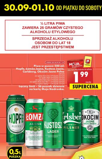 Biedronka Piwo carlsberg oferta