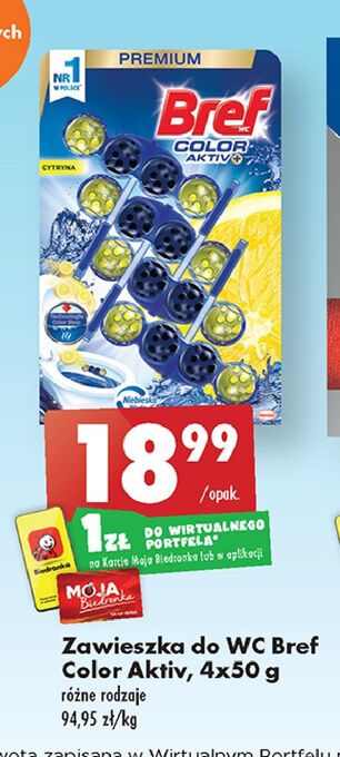Biedronka Zawieszka do wc cytryna bref color aktiv (wcześniej blue active) oferta