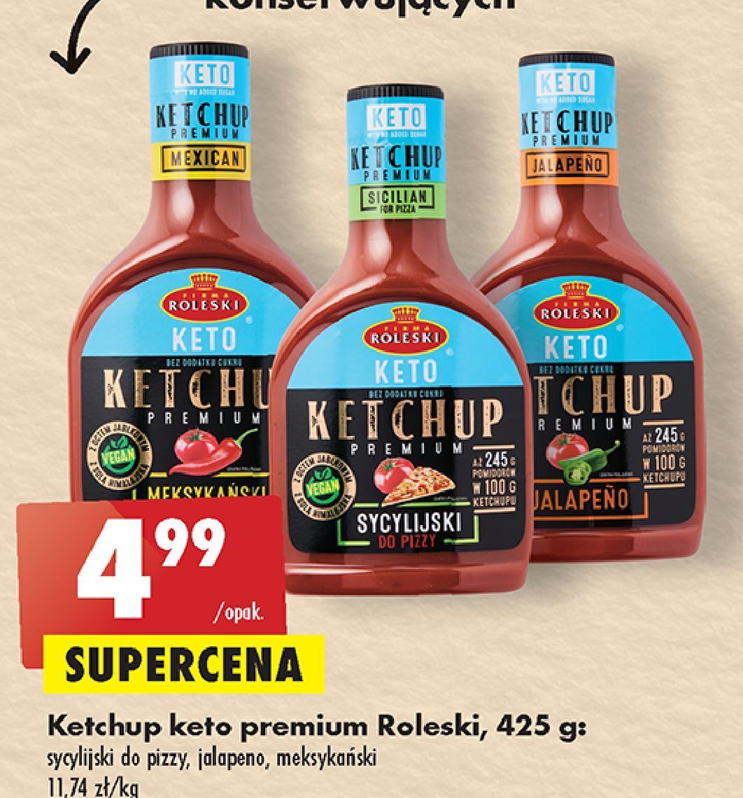 Promocja Ketchup premium jalapeno roleski keto w Biedronka