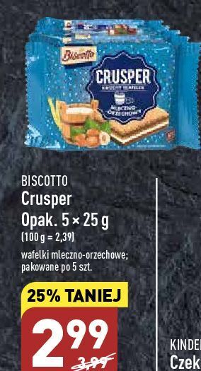 ALDI Wafelki mleczno-orzechowe biscotto oferta