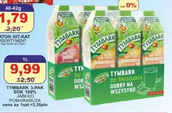 Primus Tymbark 3-pak sok 100% jabłko, pomarańcza 1L oferta