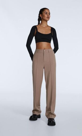 Stradivarius Eleganckie spodnie z przeszyciem oferta