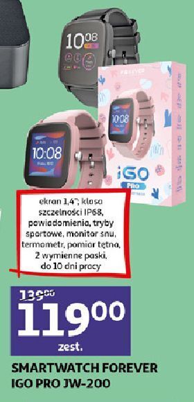 Auchan Smartwatch igo pro jw-200 czarny forever oferta