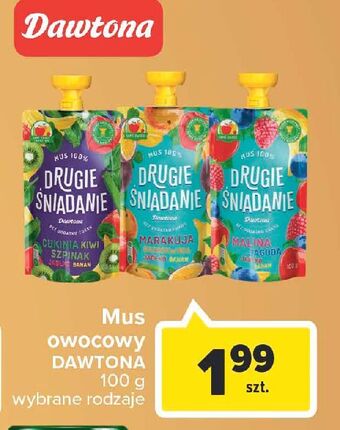 Carrefour Mus malina jagoda jabłko banan drugie śniadanie oferta