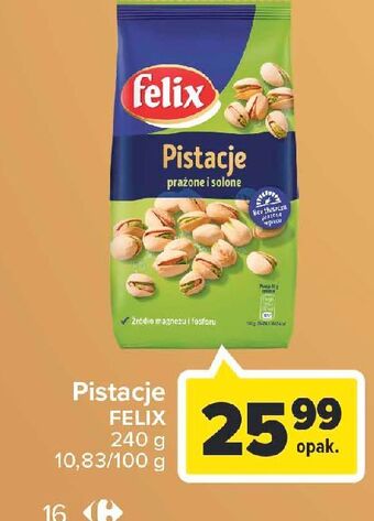 Carrefour Pistacje prażone i solone felix oferta