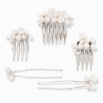 Claire's Rose gold pearl hair combs & pins - 5 pack oferta