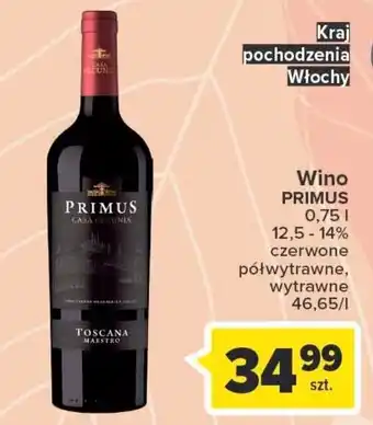 Carrefour Primus wino 750 ml 12,5-14% czerwone półwytrawne, wytrawne oferta