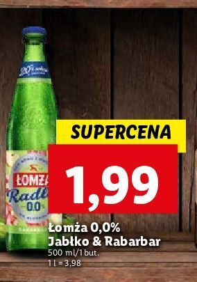 Lidl Piwo łomża radler 0.0% rabarbar oferta