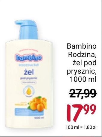 Rossmann Bambino rodzina żel pod prysznic o zapachu mirabelki 1000 ml oferta