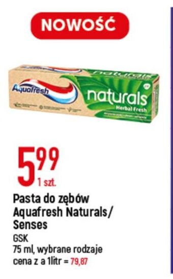 E.Leclerc Pasta do zębów herbal fresh aquafresh naturals oferta