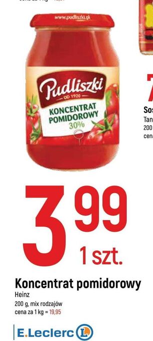 E.Leclerc Koncentrat pomidorowy 30 % pudliszki oferta