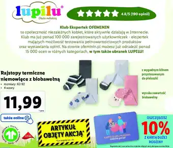 Lidl Rajstopy termiczne dziecięce oferta