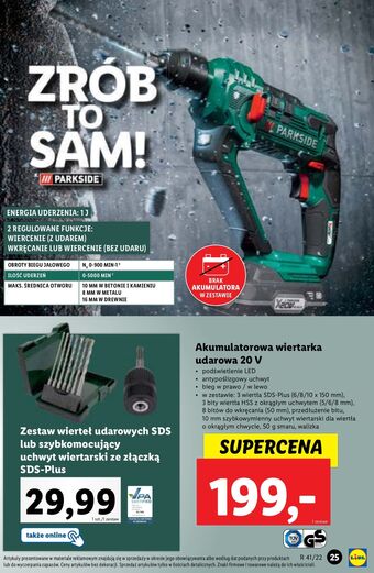 Lidl Wiertarko-wkrętarka akumulatorowa z udarem 20 v parkside oferta