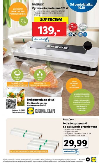 Lidl Zgrzewarka do pakowania próżniowego 125 w silvercrest oferta