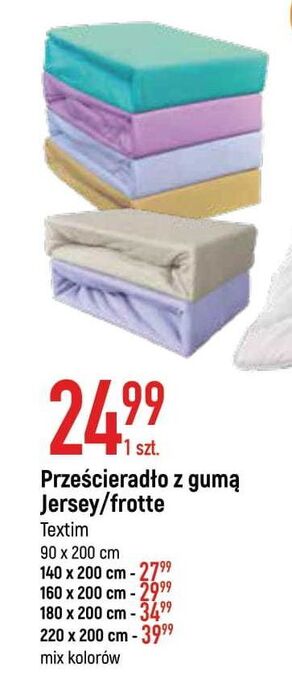 E.Leclerc Prześcieradło jersey z gumką wym.90 x 200 cm textim oferta