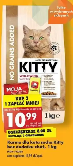 Biedronka Kitty bez dodatku zbóż Karma dla kota sucha 1 kg oferta