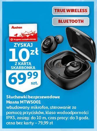 Auchan Słuchawki bezprzewodowe mtws001 manta oferta