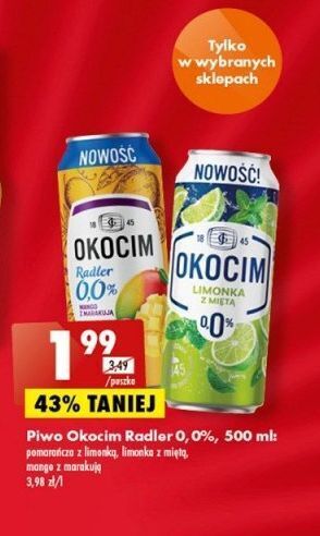 Biedronka Piwo okocim limonka z miętą 0% oferta