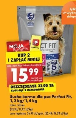 Biedronka Karma dla psa poniżej 10 kg adult 1+ perfect fit oferta