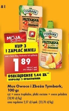 Biedronka Przekąska jogurt & zboża z brzoskwinią tymbark oferta