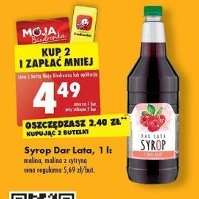 Biedronka Syrop malinowy z cytryną dar lata oferta
