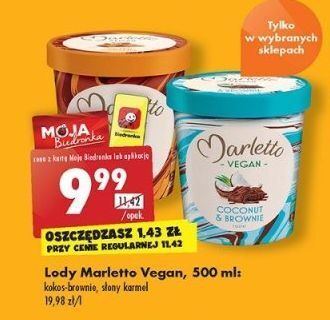 Biedronka Lody kokos i brownie marletto vegan oferta