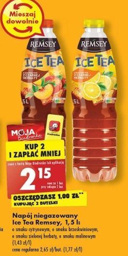 Biedronka Napój o smaku brzoskwiniowym remsey ice tea oferta