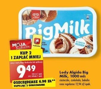 Biedronka Lody czekolada algida big milk oferta