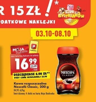 Biedronka Kawa nescafe classic oferta
