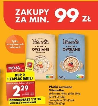 Biedronka Płatki owsiane górskie vitanella oferta