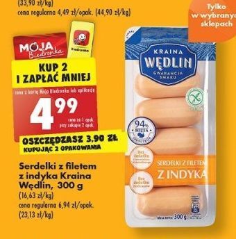 Biedronka Serdelki z filetem indyka kraina wędlin oferta