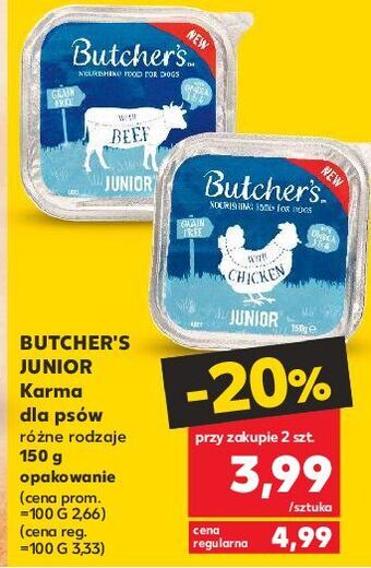 Kaufland Karma dla psa z kurczakiem i jagnięciną butcher's junior oferta