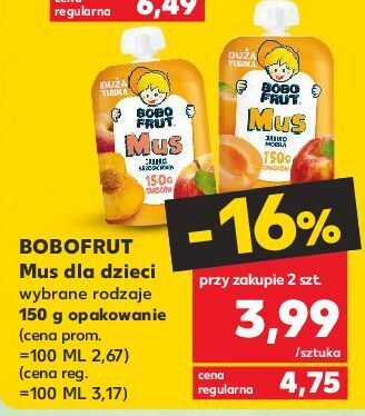 Kaufland Mus jabłko i brzoskwinia bobo frut oferta