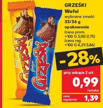 Kaufland Wafelek kakaowy w czekoladzie deserowej grześki oferta