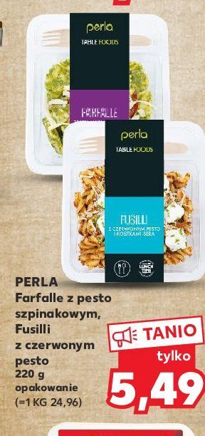 Kaufland Farfalle z pesto szpinakowym perla oferta