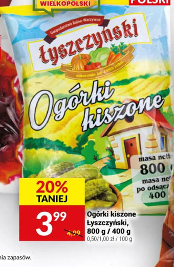 Twój Market Łyszczyński Ogórki kiszone 800/400 g oferta