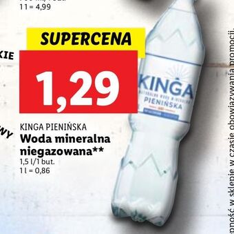 Lidl Woda niegazowana kinga pienińska oferta